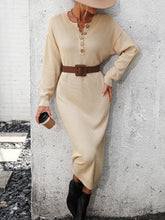 Massey Knit Midi Sweater Dress - Beige