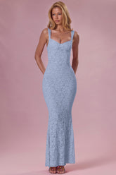Lace Sweetheart-Neck Gown in Sky Blue
