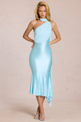 Scarf-Detail Midaxi Dress in Aquamarine