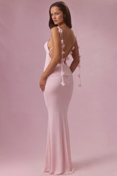 Jersey Draped Gown in Blush