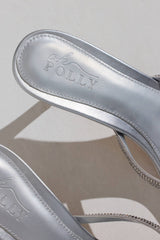Heeled Sandal in Silver