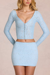 Lace Mini Skirt in Powder Blue