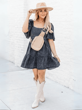 Sonesta Babydoll Denim Mini Dress - Black