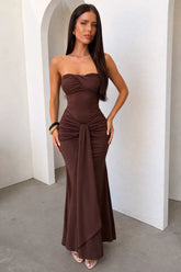 Taryn Strapless Maxi Dress - Brown