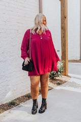 Style Code Babydoll Dress in Wine Curves