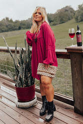 Style Code Babydoll Dress in Wine Curves