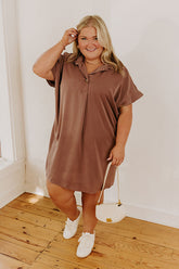Effortless Radiance Shift Dress in Hazelnut Curves