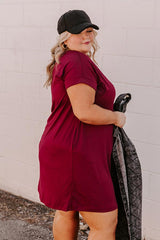 Back To Basics T-Shirt Dress In Wine Curves