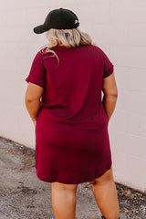 Back To Basics T-Shirt Dress In Wine Curves