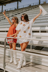 Football Season Sequin Mini Dress in White