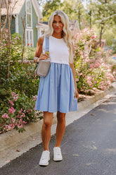 Countryside Drive Mini Dress in Sky Blue