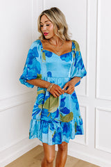 Sweethearts Floral Mini Dress in Blue
