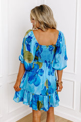 Sweethearts Floral Mini Dress in Blue