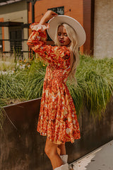 Fall Foliage Smocked Mini Dress