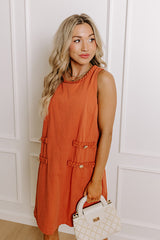 Apple Cider Sippin Mini Dress in Rust