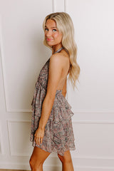 Convo Over Cocktails Tiered Mini Dress in Grey
