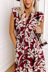 Winery Welcome Floral Midi in Merlot
