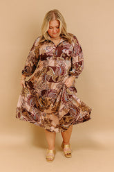 Wine Mixer Meet Up Satin Floral Midi Curves
