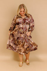 Wine Mixer Meet Up Satin Floral Midi Curves