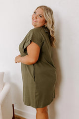 Casual Couture Mini Dress in Olive Curves