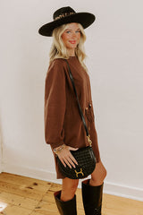 Latte Run Drawstring Mini Dress in Chocolate