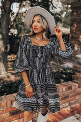 Wine Country Cutie Floral Mini Dress in Black