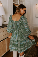 Wine Country Cutie Floral Mini Dress in Green