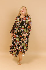 Vineyard Stroll Floral Midi Curves