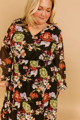 Vineyard Stroll Floral Midi Curves