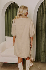 Country Club Cutie Button Down Mini Dress in Mocha