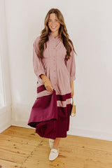 Hopeless Romantic Button Down Midi in Dusty Purple
