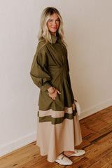 Hopeless Romantic Button Down Midi in Army Green