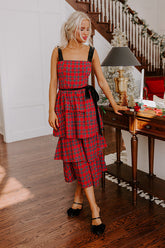 Holiday Harmony Plaid Tiered Midi