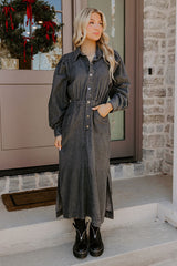 City Chic Denim Midi in Vintage Black