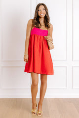 Block Party Chic Color Block Mini Dress in Red