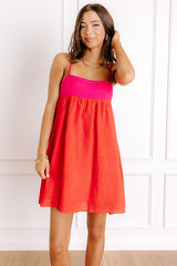Block Party Chic Color Block Mini Dress in Red