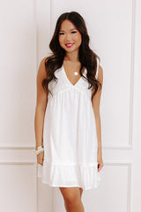 Boardwalk Brunch Babydoll Mini Dress In White