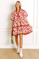 Fresh Horizon Floral Mini Dress in Rust