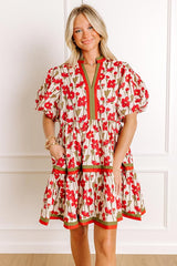 Fresh Horizon Floral Mini Dress in Rust