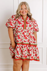 Fresh Horizon Floral Mini Dress in Rust Curves
