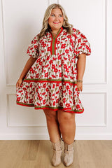 Fresh Horizon Floral Mini Dress in Rust Curves