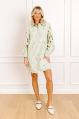 Chardonnay Toast Floral Embroidered Mini Dress