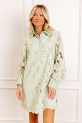 Chardonnay Toast Floral Embroidered Mini Dress