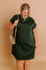 City Sleek Mini Dress in Hunter Green Curves