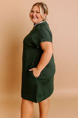 City Sleek Mini Dress in Hunter Green Curves