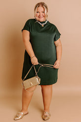 City Sleek Mini Dress in Hunter Green Curves