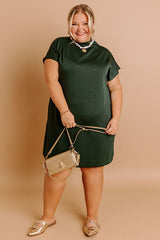 City Sleek Mini Dress in Hunter Green Curves