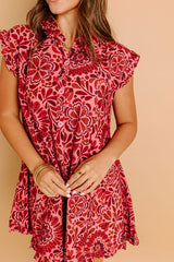 Rose Sangria Floral Mini Dress
