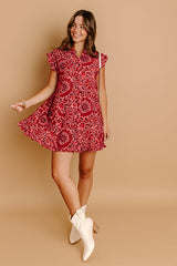 Rose Sangria Floral Mini Dress
