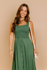 Harvest Lane Linen-Blend Midi Dress in Green
